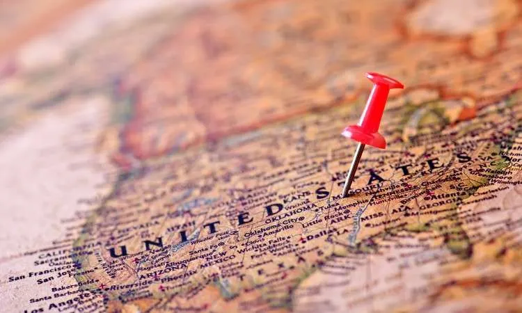 Pin placed on a map of the United States