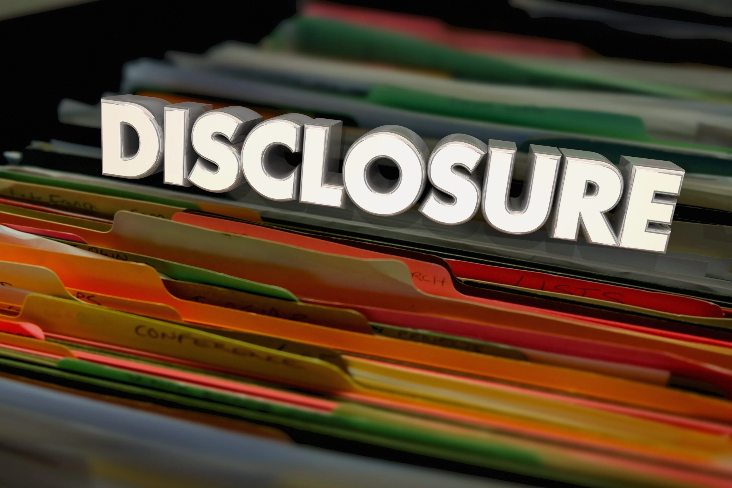 Document labeled 'Disclosure' placed inside a manila folder