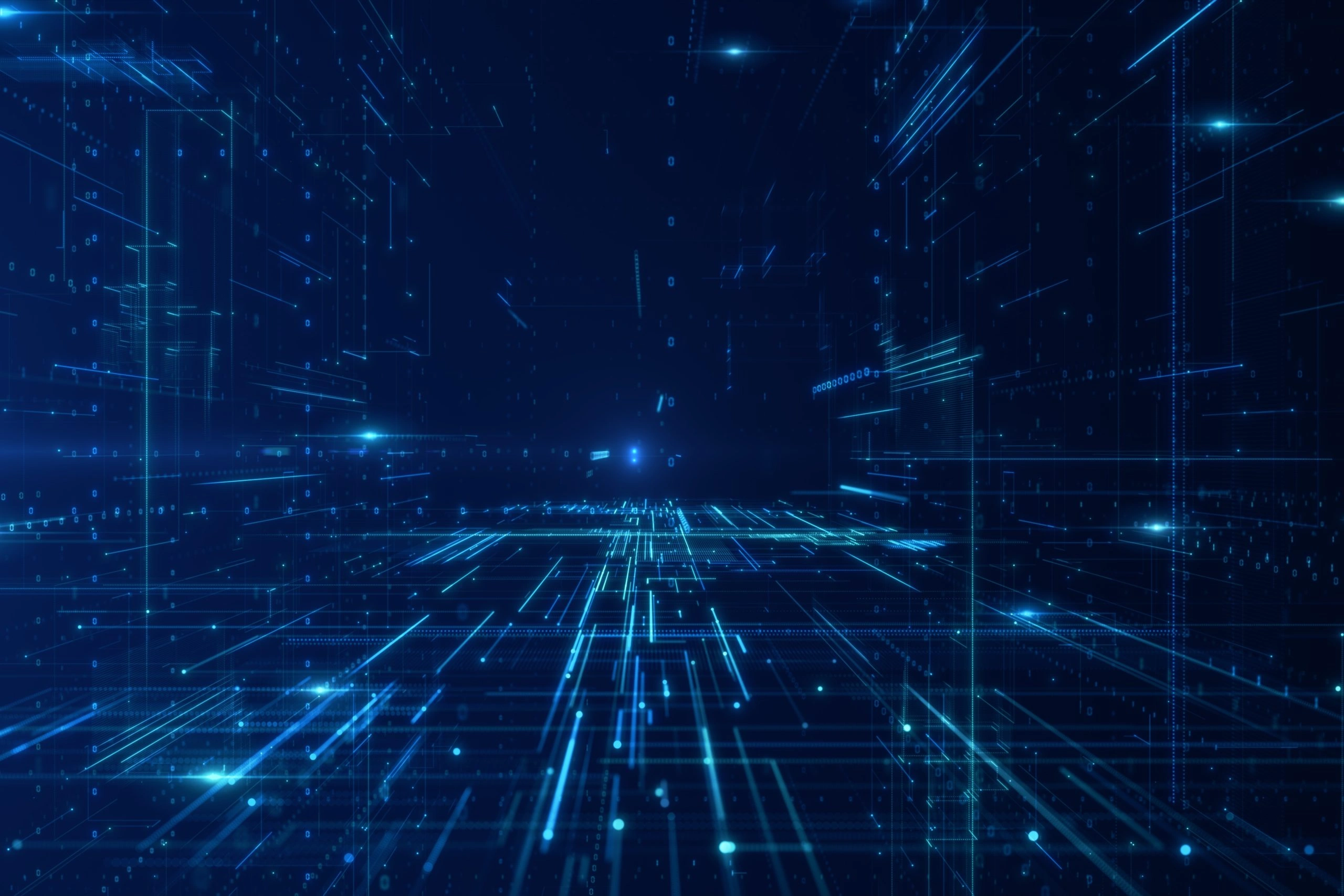 Futuristic data stream representing data transfer technology